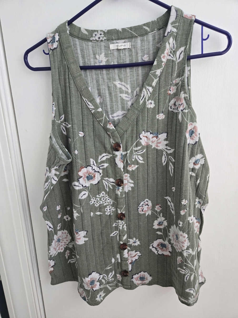 Maurices Olive Green Floral Button-Front Tank